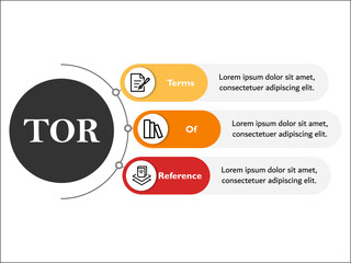 TOR - Terms of reference acronym. Infographic template with icons