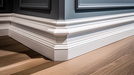 Laminate floor. molding, strip, panels. concept photo. Created with generative AI.