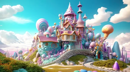 Foto op Plexiglas 3D fantasy landscape candy land © Absent Satu