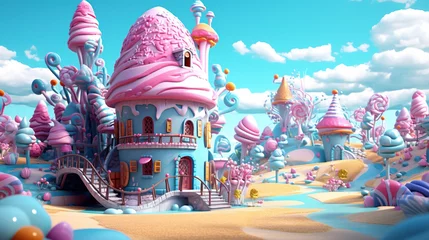 Foto op Plexiglas 3D fantasy landscape candy land © Absent Satu