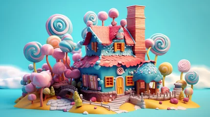 Zelfklevend Fotobehang 3D fantasy landscape candy land © Absent Satu