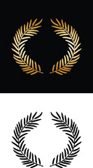 Laurel Wreath floral heraldic element gold color olive branches vector image logo template 