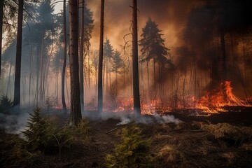 Forest and peat fires due to increased air temperature, generative AI.