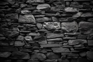 Stone wall texture backgorund in shades of gray, Generative ai