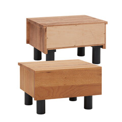 Wooden table with bedroom lamps There is front and back isolated transparent background