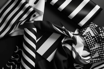 Striped patterns in monochrome, Generative ai