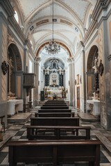 Fototapeta na wymiar Vertical shot of the church interior