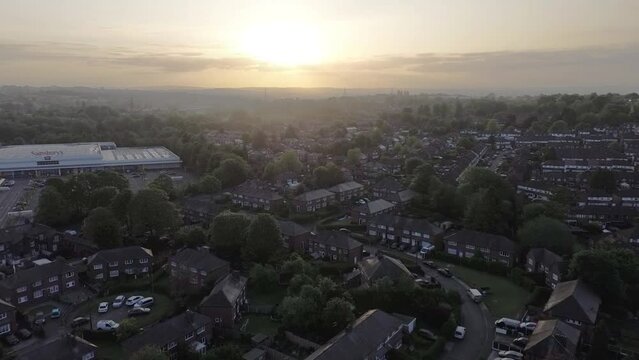 HD30P UK Typical street and houses aerial view morning