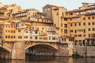 Fototapeta na wymiar Beautiful view of the Old Bridge (Ponte Vecchio) over the Arno River in Florence, Italy