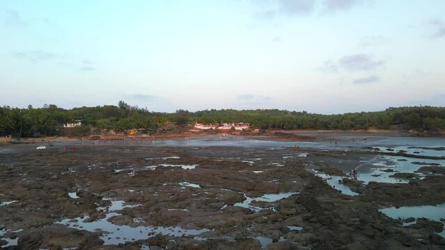 gorai beach bird eye view wide to closeup view in mumbai
