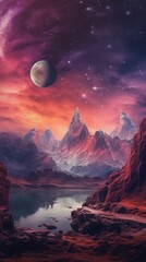 wallpapers of the mountains and planets Generative Ai