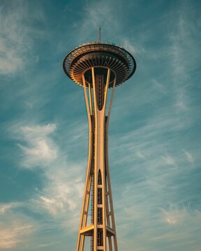 Vertical shot of the Seattle Space Needle