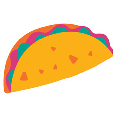 Taco Cinco De Mayo Color 2D Illustrations