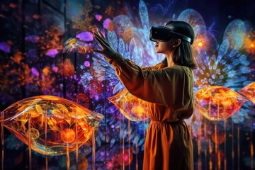 Fototapeta na wymiar World of virtual and augmented reality. Generative AI