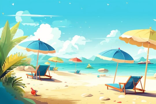 Ai generated illustration of summer vacation beach