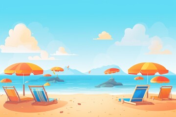 Fototapeta na wymiar Ai generated illustration of summer vacation beach