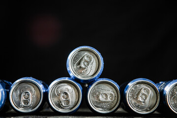 Fresh beer in cans.