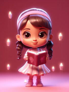 Cute little girl holding a book