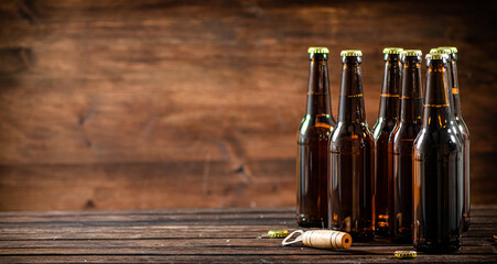 Fresh beer bottles.