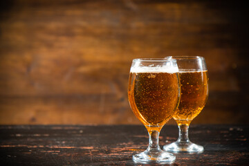 Glasses with fresh beer.