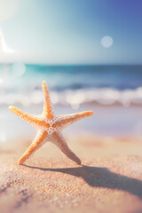 Fototapeta na wymiar Starfish on the beach generative AI illustration
