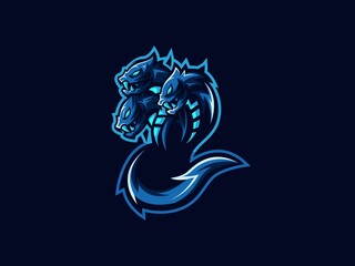 3D rendering of an editable dino mascot logo template on the blue background
