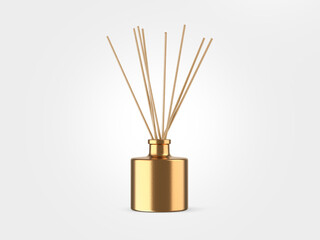 Perfume bottle with scented sticks, mockup with isolated background to be cut out, which can be used for label project presentations.