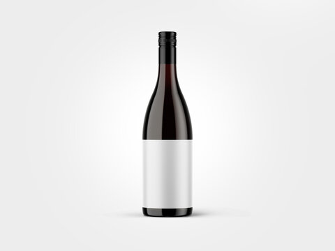 bottle of wine, champagne, cider or beer, dark brown, mockup with isolated background to be cut out, which can be used for label project presentations.