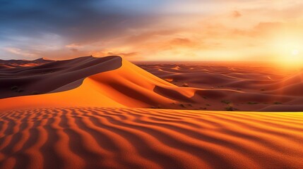 desert dunes as a background at sunset - obrazy, fototapety, plakaty