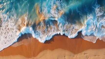 Ocean waves on the beach with punchy colours. Beautiful natural summer vacation holidays background.