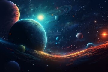 Space background with planets and stars, Generative ai