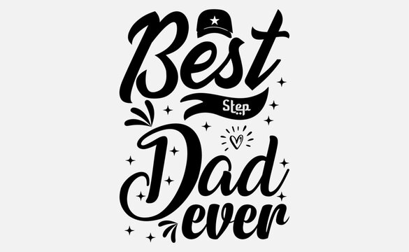 Vector father's day greetings card with hand lettering - happy father's day - with a hat and mustaches in a circle. - Vector