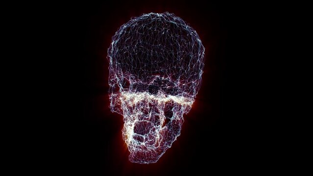 abstract neon skull on a black background