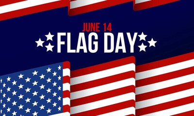 Happy Flag Day June 14 USA banner design with flag of the United States