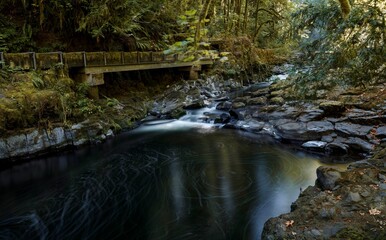 Cedar Creek Washington - bubbles from the falls streaking the pool