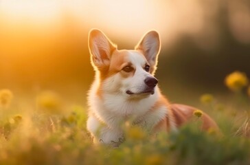 Pembroke Welsh Corgi dog. Generative AI.