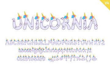 Handcrafted Unicornia Letters. Color Creative Art Typographic Design