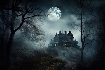 Spooky night landscape, Generative ai