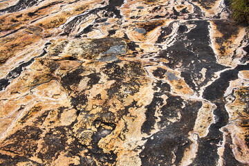 Abstract patterns of lichen and water run-off on granite in Cape Le Grand National Park, Esperance, Western Australia 