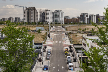 Fototapeta premium A street in a new neighborhood under construction