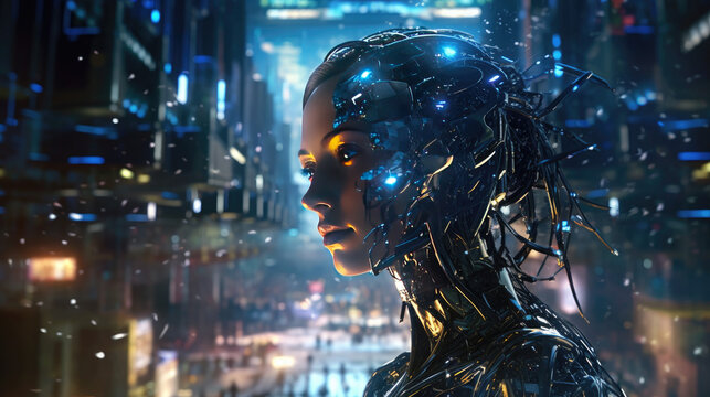 Immerse yourself in the realm of artificial intelligence, where circuits and algorithms intertwine to create a futuristic landscape of innovation and possibilities. Visualize a seamless blend of human