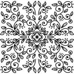 Hand drawn floral decorative with mandala style