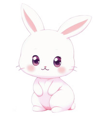 Cute anime like rabbit character. Ai generated, Transparent background