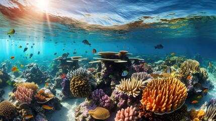 Thriving Coral Reef in Clear Ocean Waters