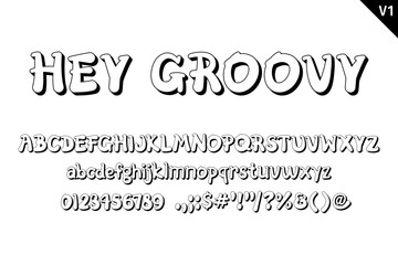 Handcrafted Hey Groovy Letters. Color Creative Art Typographic Design