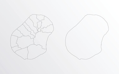 Black Outline vector Map of Nauru with regions on white background