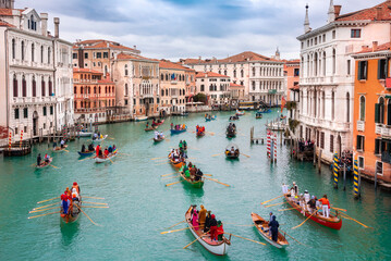 Grand Canal with gondolas in Venice, Italy