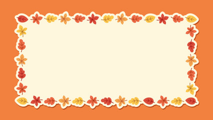 Rectangle autumn frame made of leaves. Modern vector illustration. Halloween, Thanksgiving fall border template.