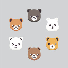 Cute bear cartoon set
