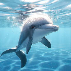 Naklejka premium dolphin swimming in the sea, 3d illustration